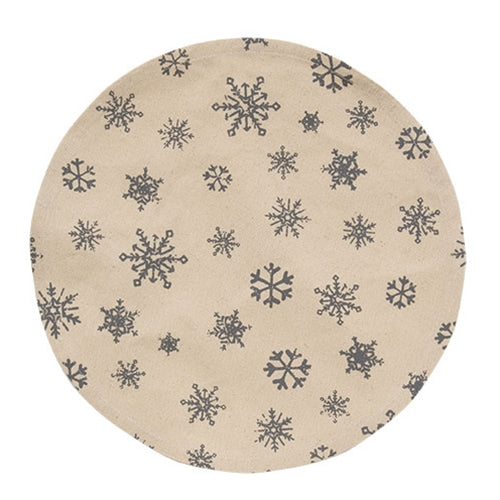 Allover Snowflake Gray Round Mat