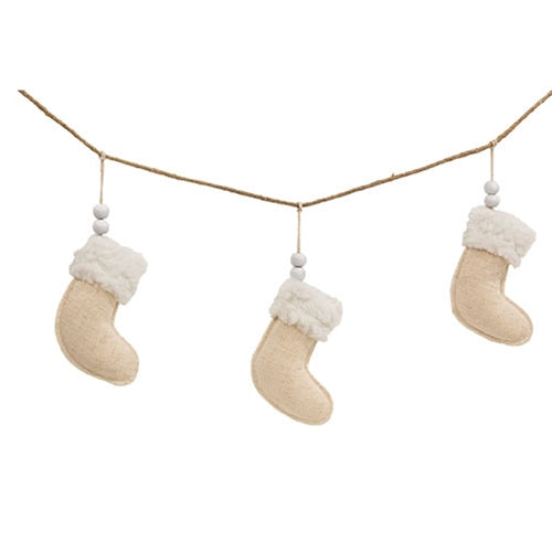 Natural Christmas Stocking Fabric Garland