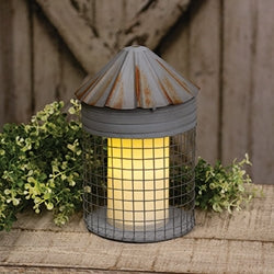 Distressed Metal Silo Lantern