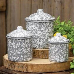 3/Set Gray Splatter Enamelware Canisters