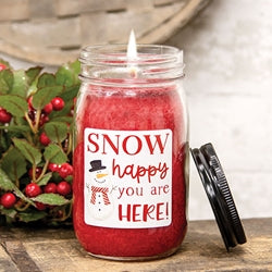 Snow Happy You Are Here Hollyberry Pint Jar Candle