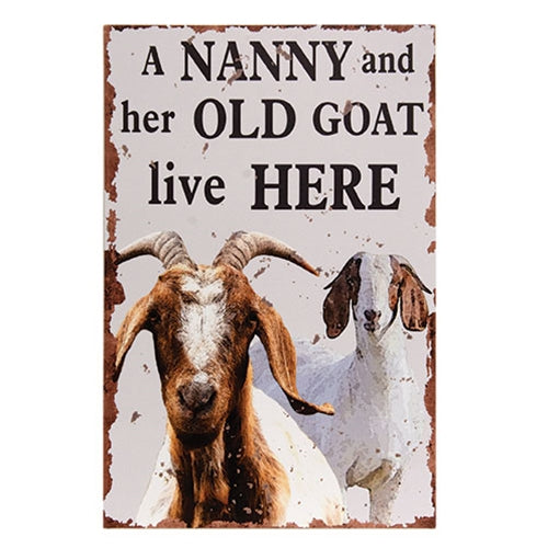 Nanny and Old Goat Tin Sign