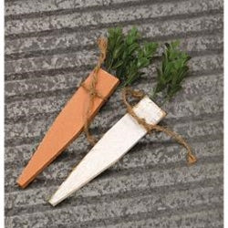 White or Orange Large Rustic Wood Carrot 2 Asstd.