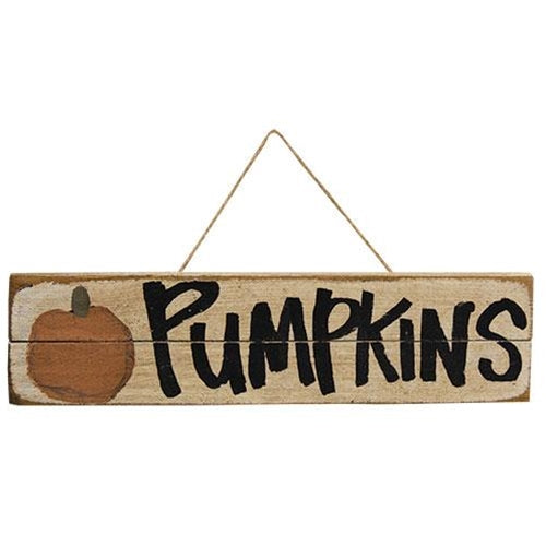 Rustic Wood "Pumpkins" Sign w/Jute Hanger