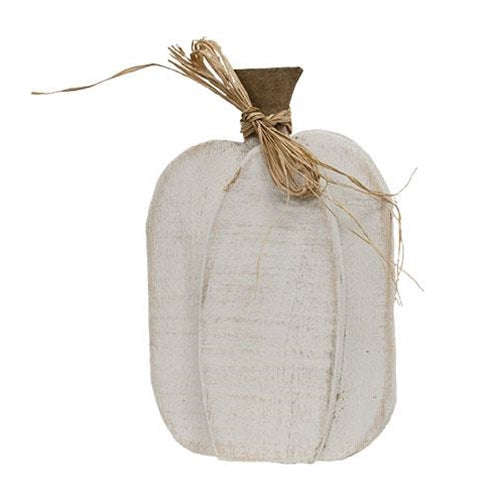 Rustic White Layered Wood Pumpkin Sitter Medium