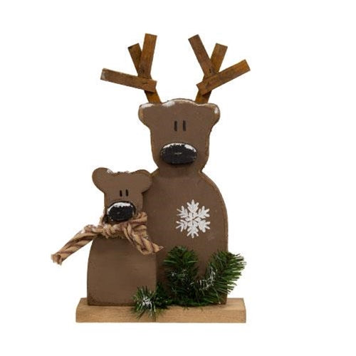 Rustic Wood Reindeer Friends on Base