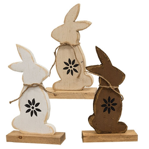 Rustic Wood Standing Silhouette Bunny 10.5" 3 Asstd.