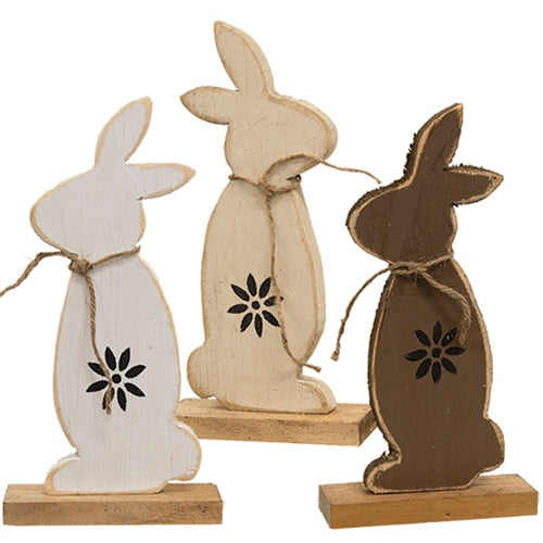 Rustic Wood Standing Silhouette Bunny 12.75" 3 Asstd.