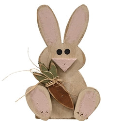 Rustic Wood Sitting Baby Bunny w/Carrot 3 Asstd.