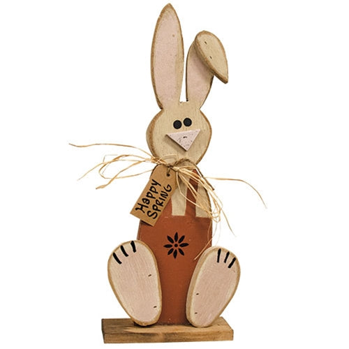 Wooden Sitting "Happy Spring" Bunny on Base 24"H