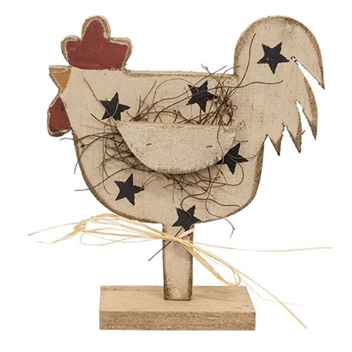 Rustic Wood Stars Chicken on Base 12"