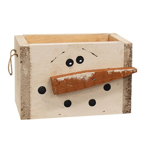 Rustic Wood Snowman Crate w/Jute Handles