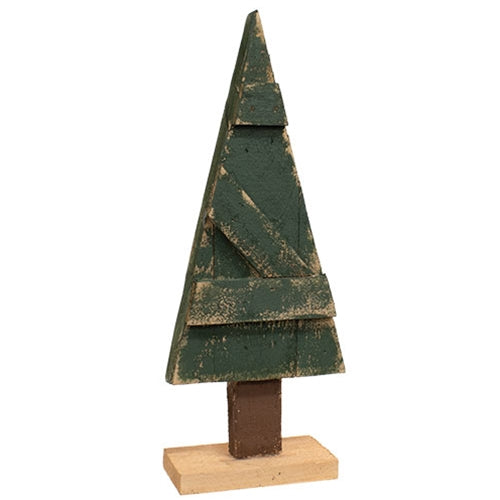 Rustic Wood Dark Green Barn Door Christmas Tree - 19"H