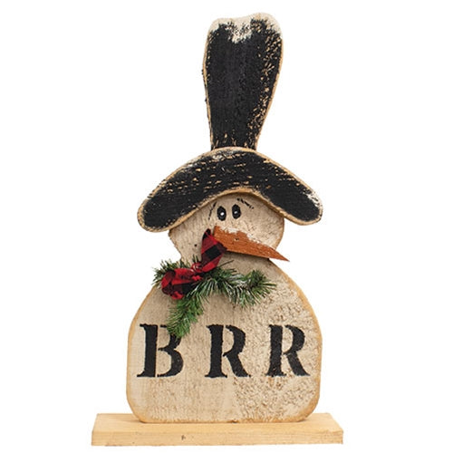 Rustic Wood "BRR" Droopy Hat Snowman - 24.5"H