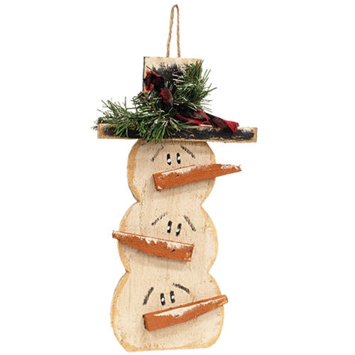 Rustic Wood Hanging Stacked Snowman Trio