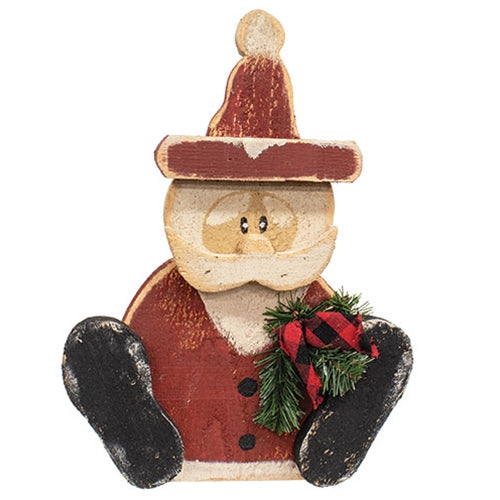 Rustic Wood Sitting Santa - 17.75"H