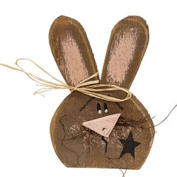 Rustic Wood Bunny Head w/Star Sitter - 10"H - 2 Asstd.