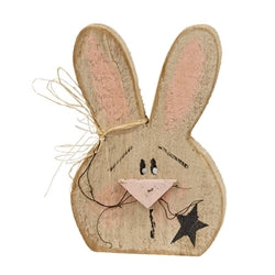 Rustic Wood Bunny Head w/Star Sitter - 10"H - 2 Asstd.