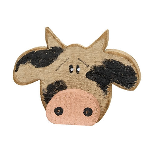 Rustic Wood Cow Head Sitter - 7.25"H