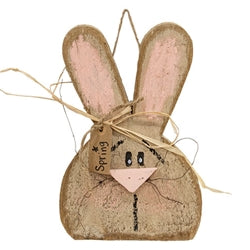 Rustic Wood Hanging Bunny Head - 12"H - 2 Asstd.