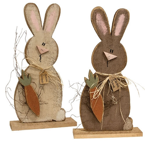 Rustic Wood Garden Friends Bunny on Base - 25"H - 2 Asstd.