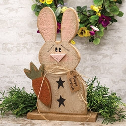 Rustic Wood Happy Spring Bunny w/Carrot on Base - 18.75"H