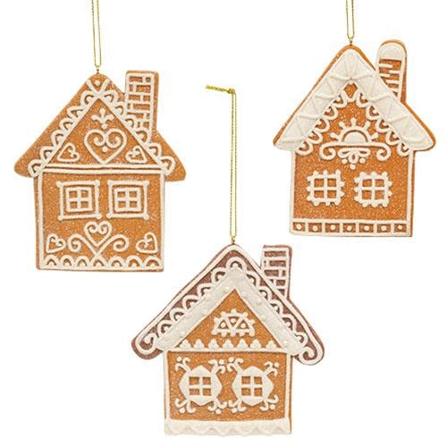 Glitter Clay Dough Gingerbread House Ornament 3 Asstd.