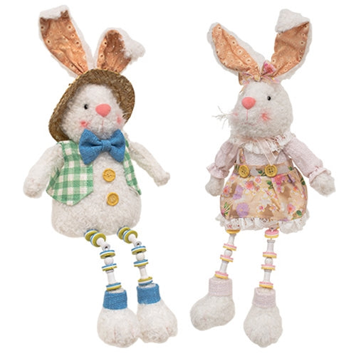 Stuffed Dangle Legged Boy or Girl Bunny Sitter 2 Asstd.