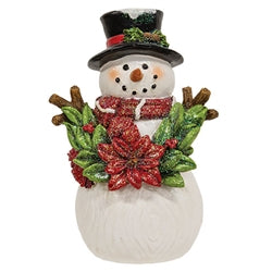 Glittered Resin Woodland Snowman Figurine 6.5"H 3 Asstd.