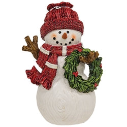 Glittered Resin Woodland Snowman Figurine 6.5"H 3 Asstd.