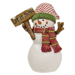 Glittered Resin Woodland Snowman Figurine 6.5"H 3 Asstd.