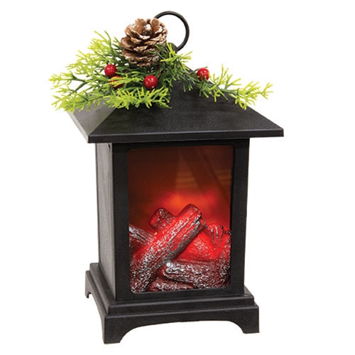 Battery Operated Winter Floral Fireplace