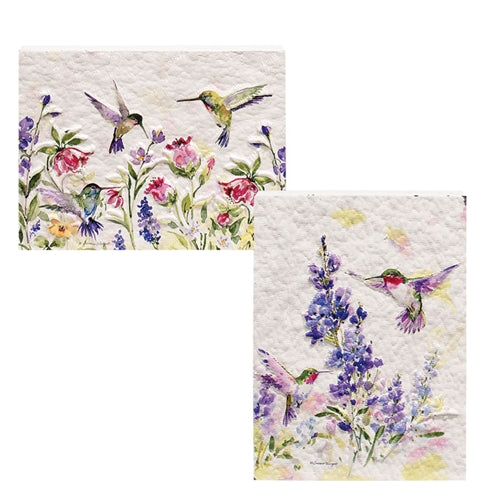 Hummingbird Floral Textured Block - 2 Asstd.