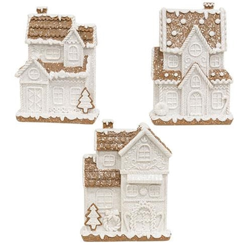 Glitter Resin Gingerbread Holiday Townhouse 3 Asstd.