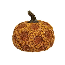 Resin Glitter Harvest Sunflower Pumpkin Figurine 3 Asstd.