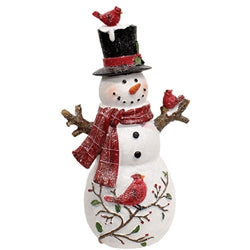 Glittered Resin Cardinal Friends & Vine Snowman 2 Asstd.