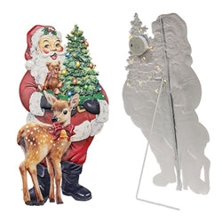 Holiday Home Santa/Snowman LED Metal Easel 2 Asstd.