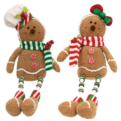 Stuffed Dangle Leg Gingerbread Sitter 2 Asstd.