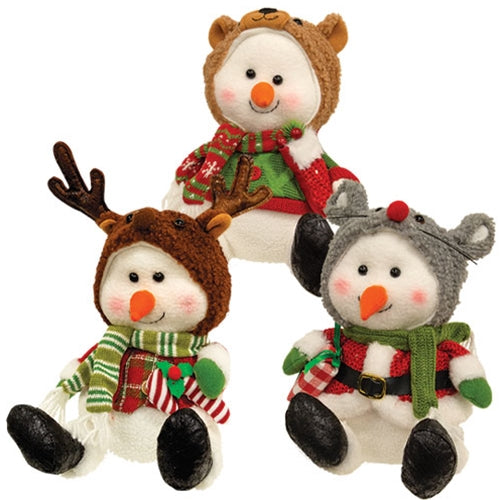 Winter Woodland Animal Sitting Baby Snowman 3 Asstd.