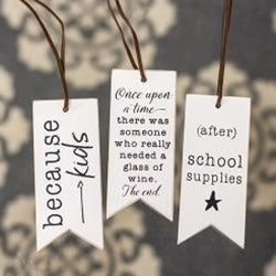 3/set "Because Kids" Wine Tags