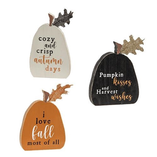 3/Set Rustic Fall Words Pumpkin Blocks