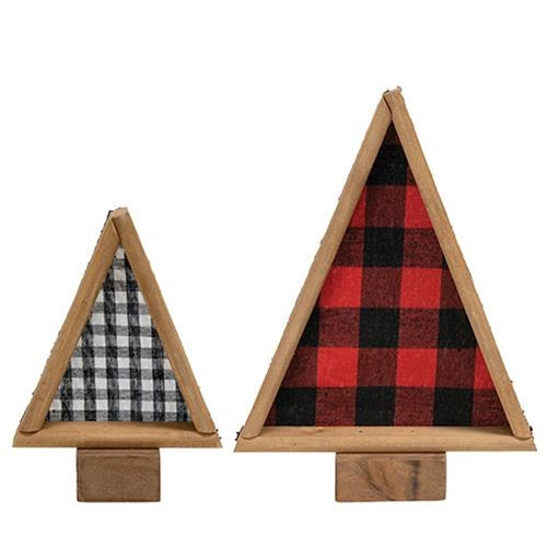 *2/Set Buffalo Check Felt & Wood Trees