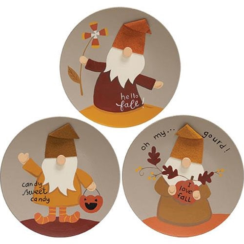 Hello Fall Gnome Plate 3 Asstd.