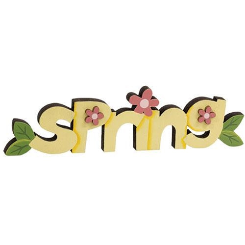 Spring Wooden Word Cutout Sitter