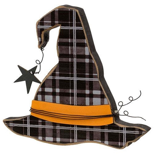 Buffalo Plaid Witch Hat Chunky Sitter