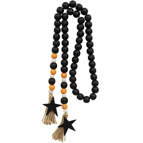 Black Orange & White Bead Garland w/Star Tags