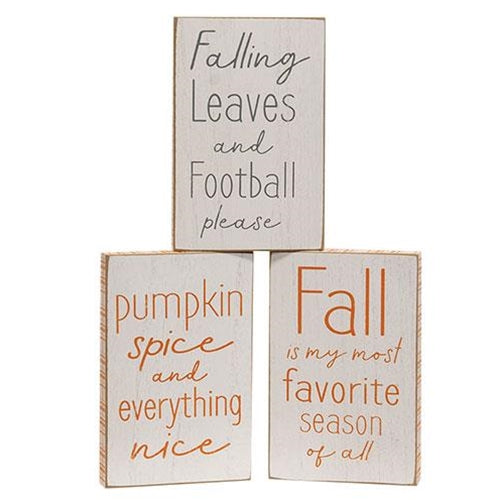 Fall is My Favorite Season Distressed Wooden Block 3 Asstd.