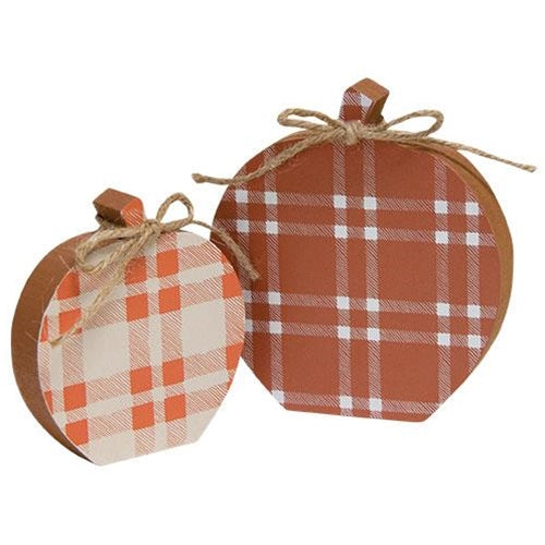 2/Set Plaid Wooden Apple Sitters