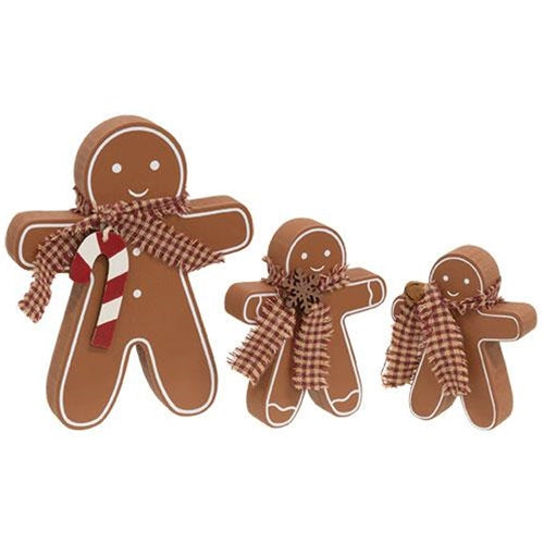 3/Set Festive Wooden Gingerbread Sitters