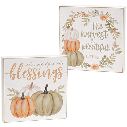 Plentiful Blessings Watercolor Box Sign 2 Asstd.